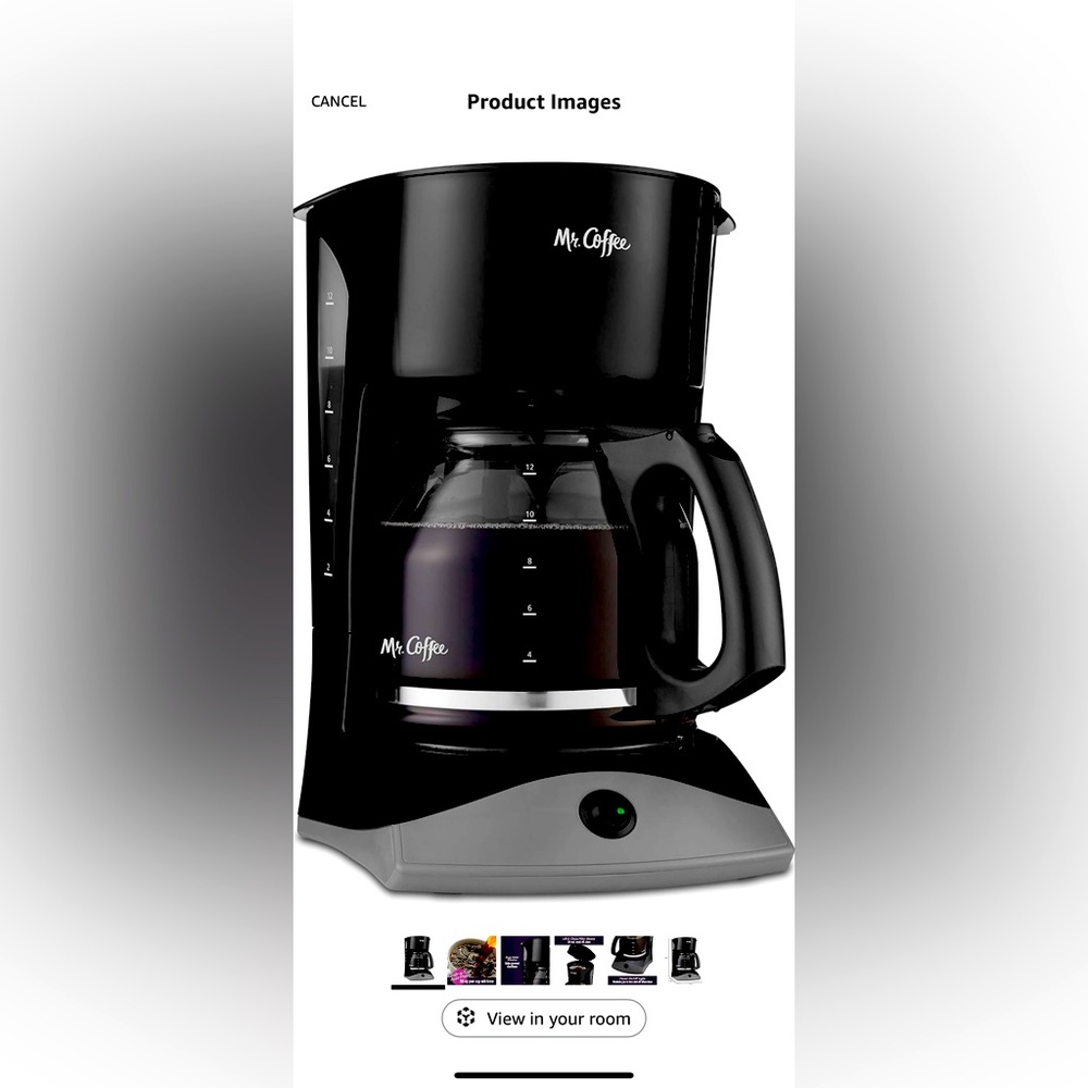 Mr. Coffee Coffee Maker, 12 Cups, with Auto Pause and Glass Carafe (Home/Office)